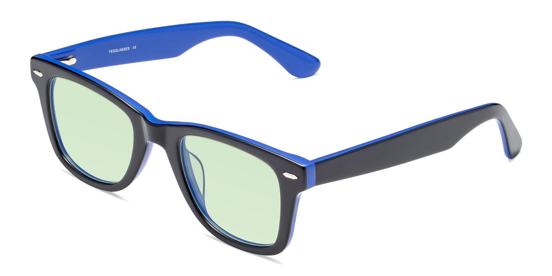 Angle of Rocky in Black-Blue with Light Green Tinted Lenses