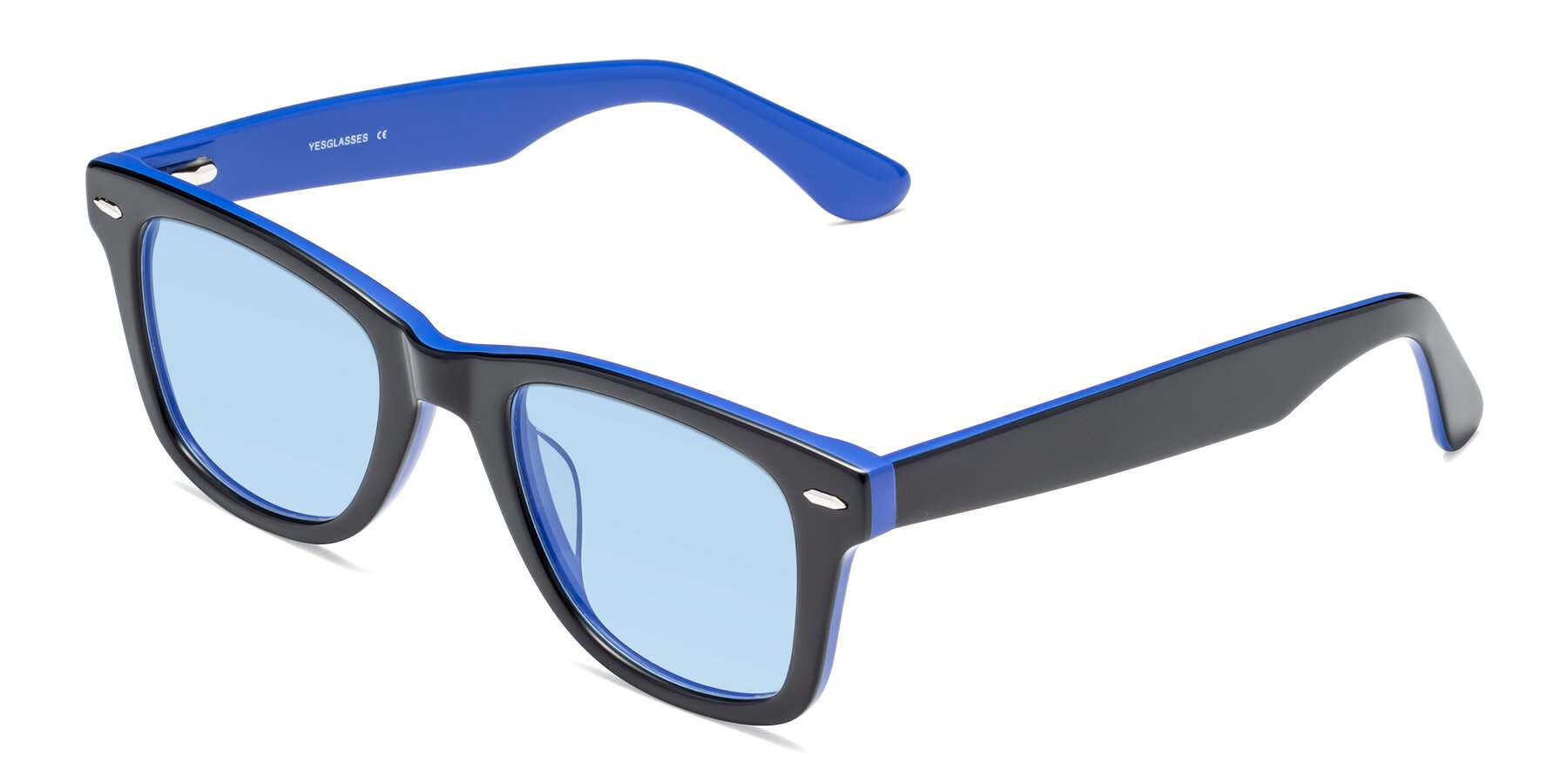 Angle of Rocky in Black-Blue with Light Blue Tinted Lenses