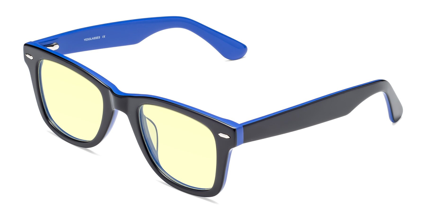 Angle of Rocky in Black-Blue with Light Yellow Tinted Lenses
