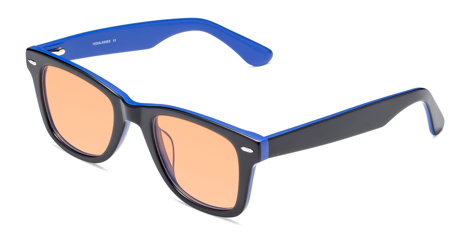 Angle of Rocky in Black-Blue with Light Orange Tinted Lenses
