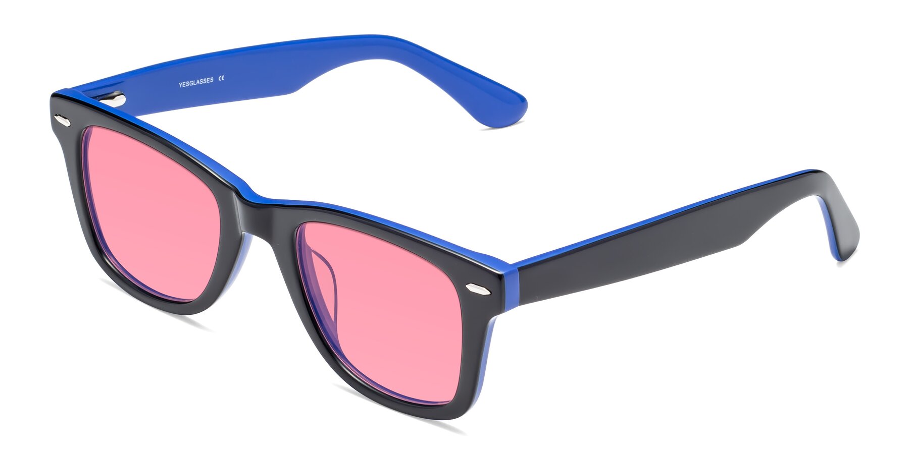 Angle of Rocky in Black-Blue with Pink Tinted Lenses