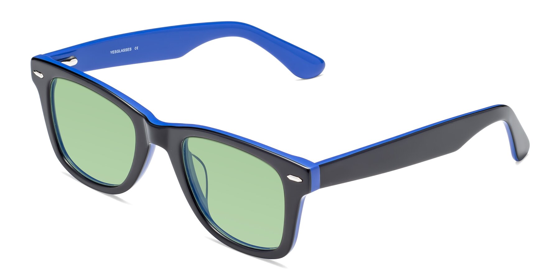 Angle of Rocky in Black-Blue with Medium Green Tinted Lenses