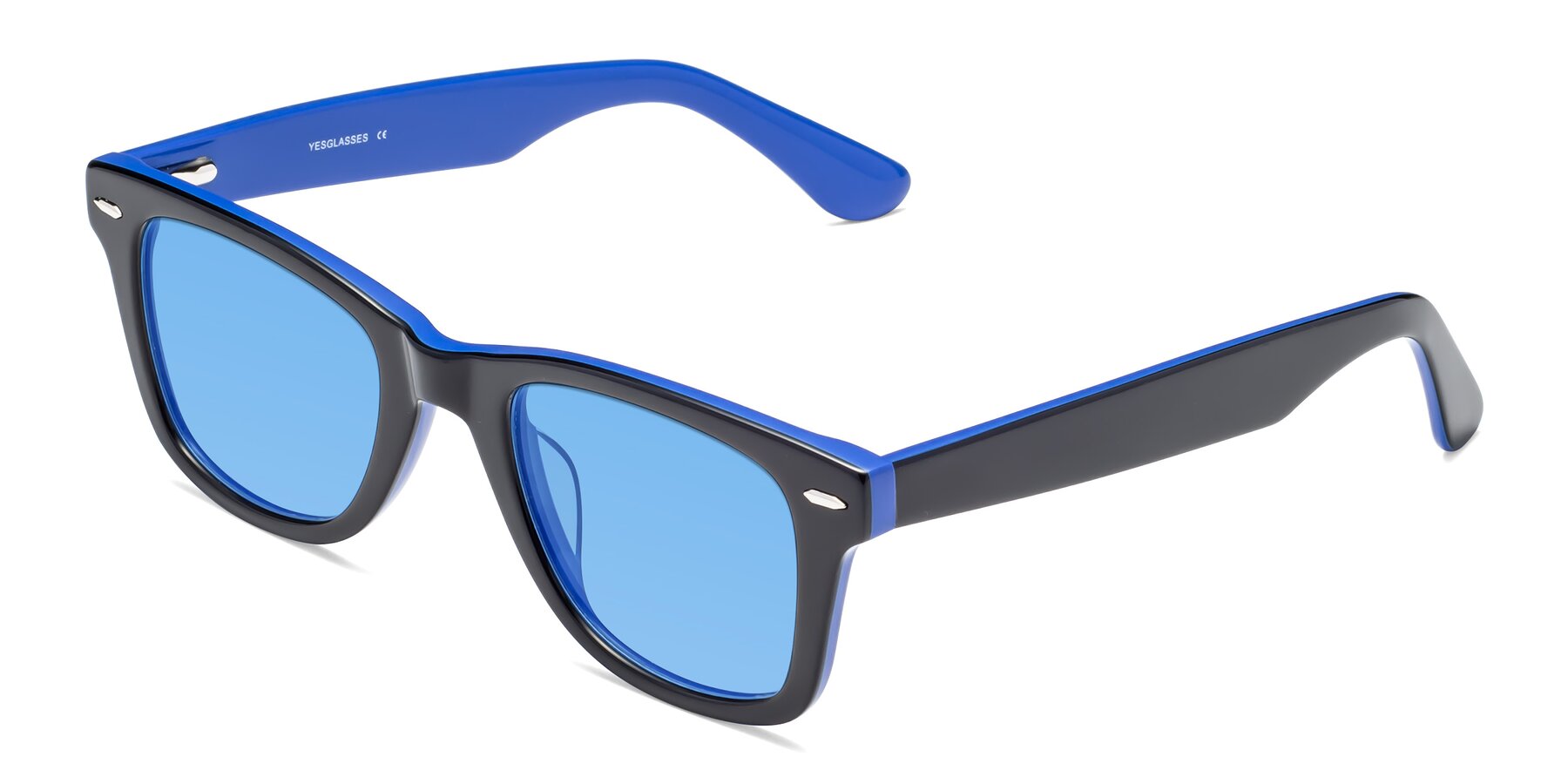 Angle of Rocky in Black-Blue with Medium Blue Tinted Lenses