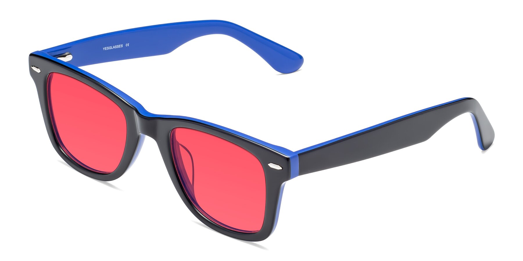 Angle of Rocky in Black-Blue with Red Tinted Lenses