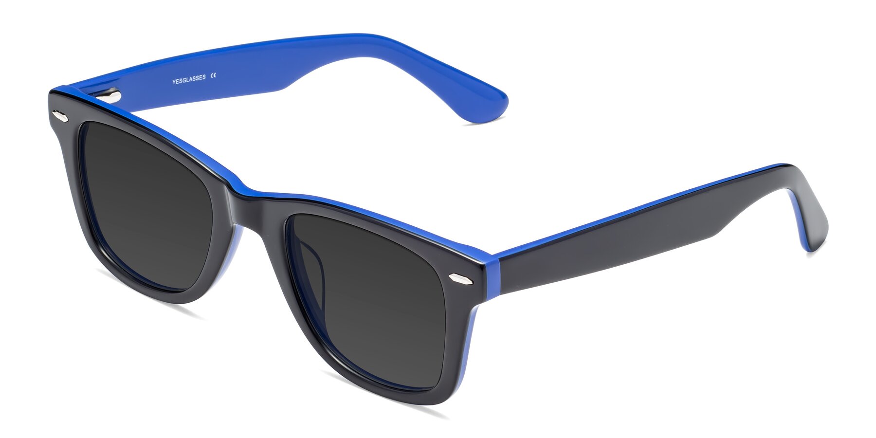 Angle of Rocky in Black-Blue with Gray Tinted Lenses