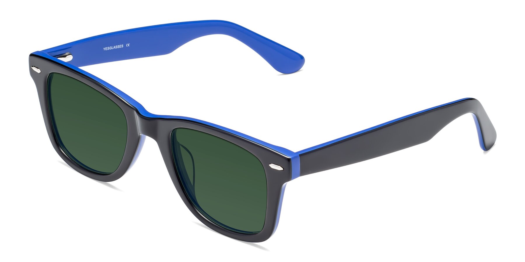 Angle of Rocky in Black-Blue with Green Tinted Lenses