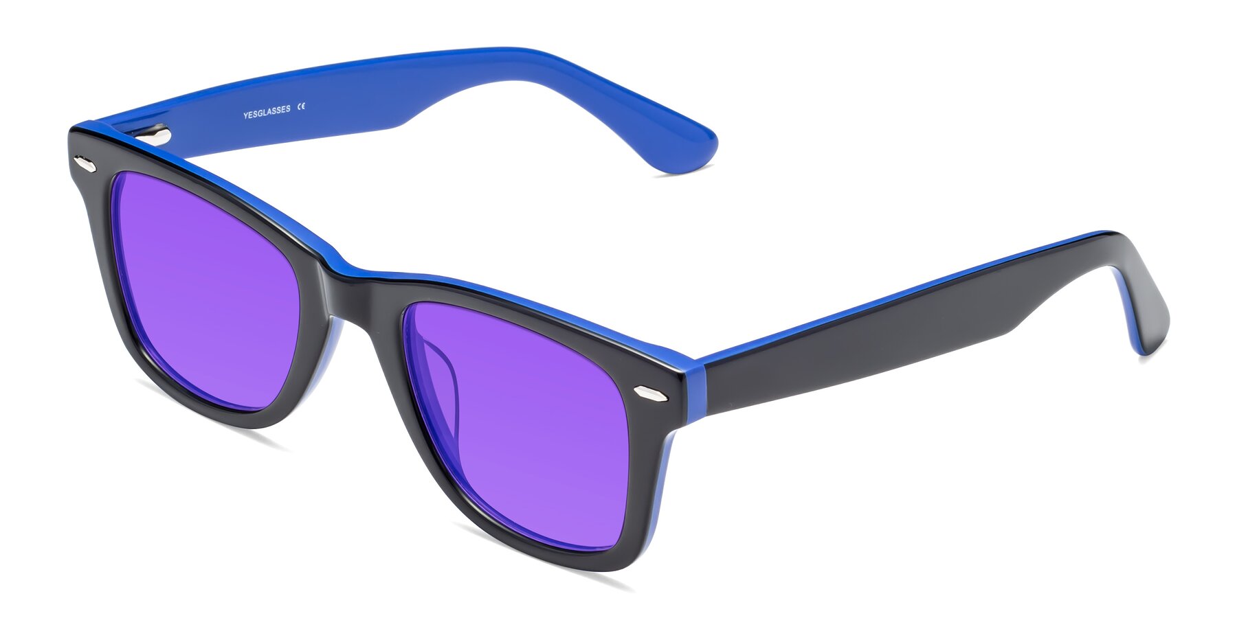 Angle of Rocky in Black-Blue with Purple Tinted Lenses