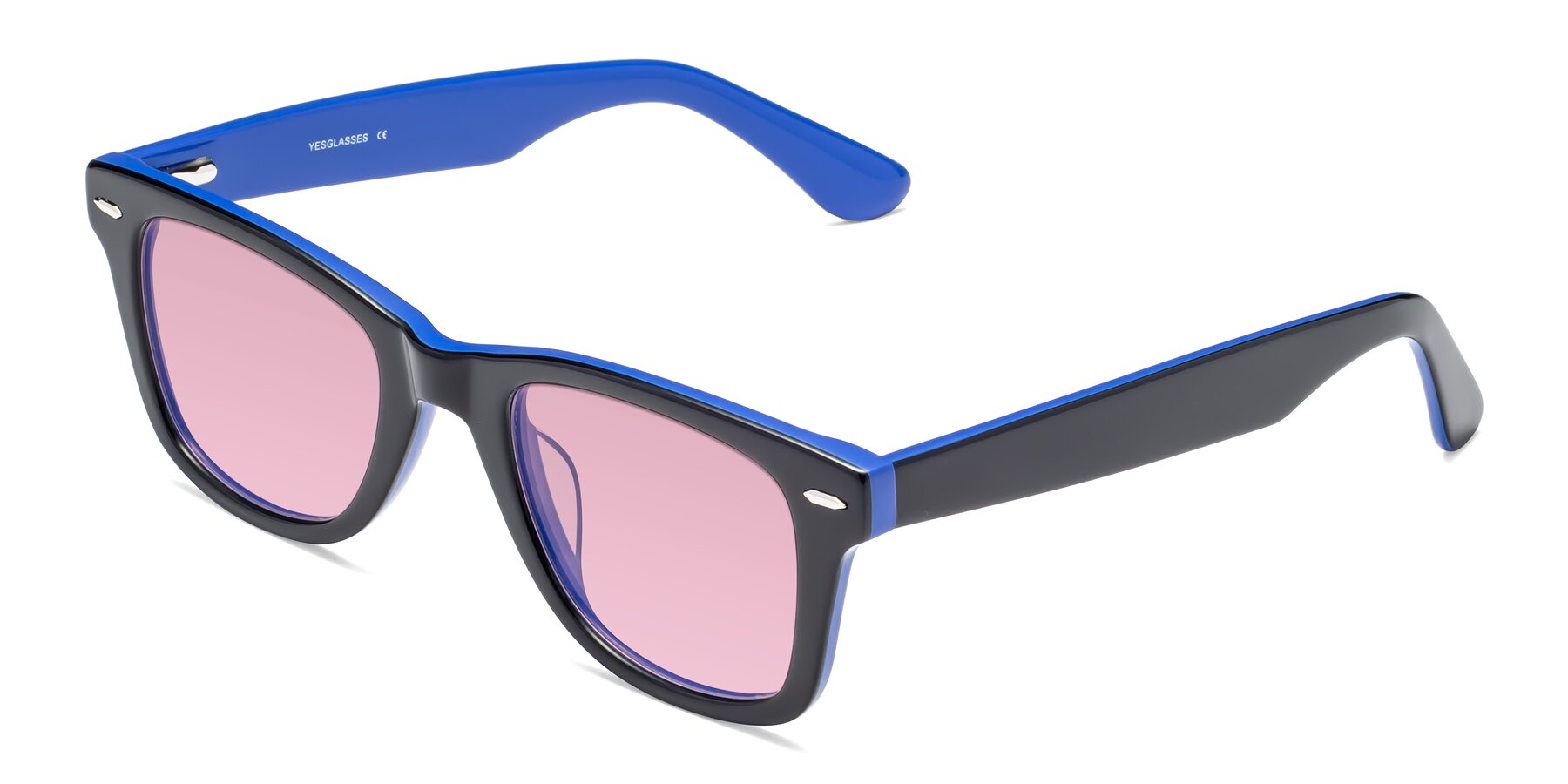 Angle of Rocky in Black-Blue with Light Wine Tinted Lenses