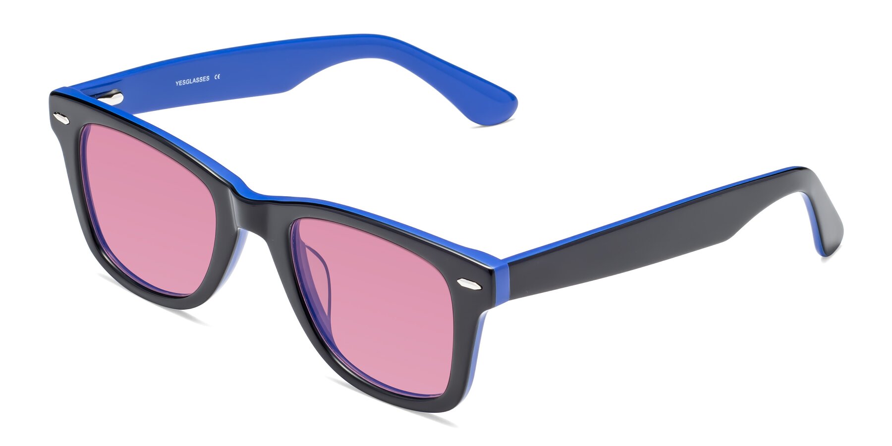 Angle of Rocky in Black-Blue with Medium Wine Tinted Lenses