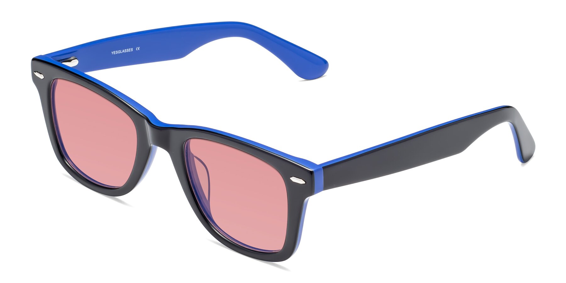 Angle of Rocky in Black-Blue with Medium Garnet Tinted Lenses