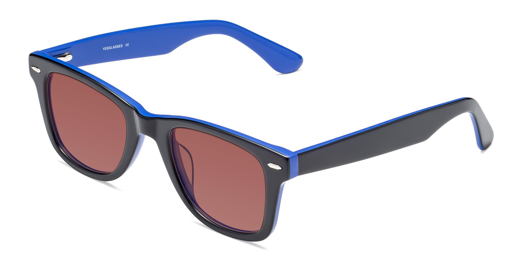 Angle of Rocky in Black-Blue with Garnet Tinted Lenses