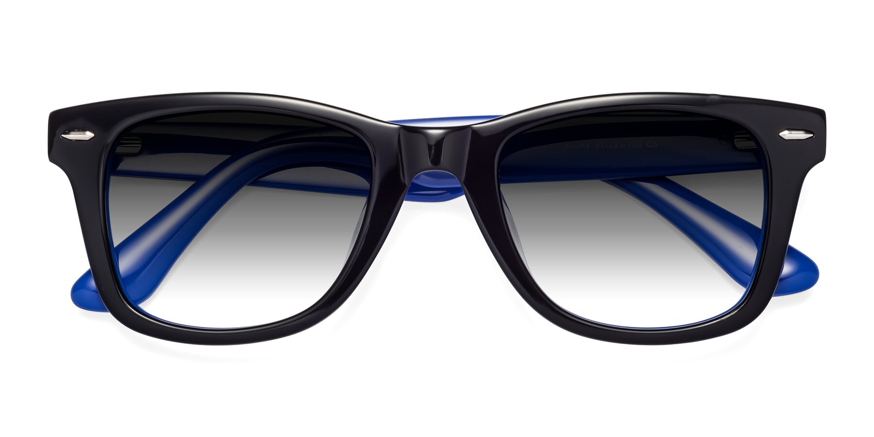 Folded Front of Rocky in Black-Blue with Gray Gradient Lenses