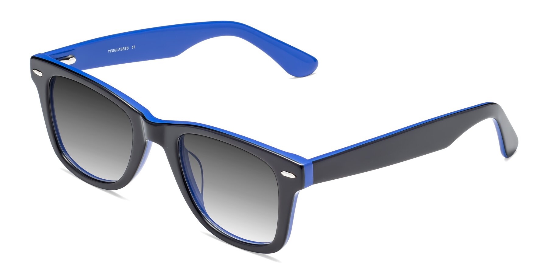 Angle of Rocky in Black-Blue with Gray Gradient Lenses