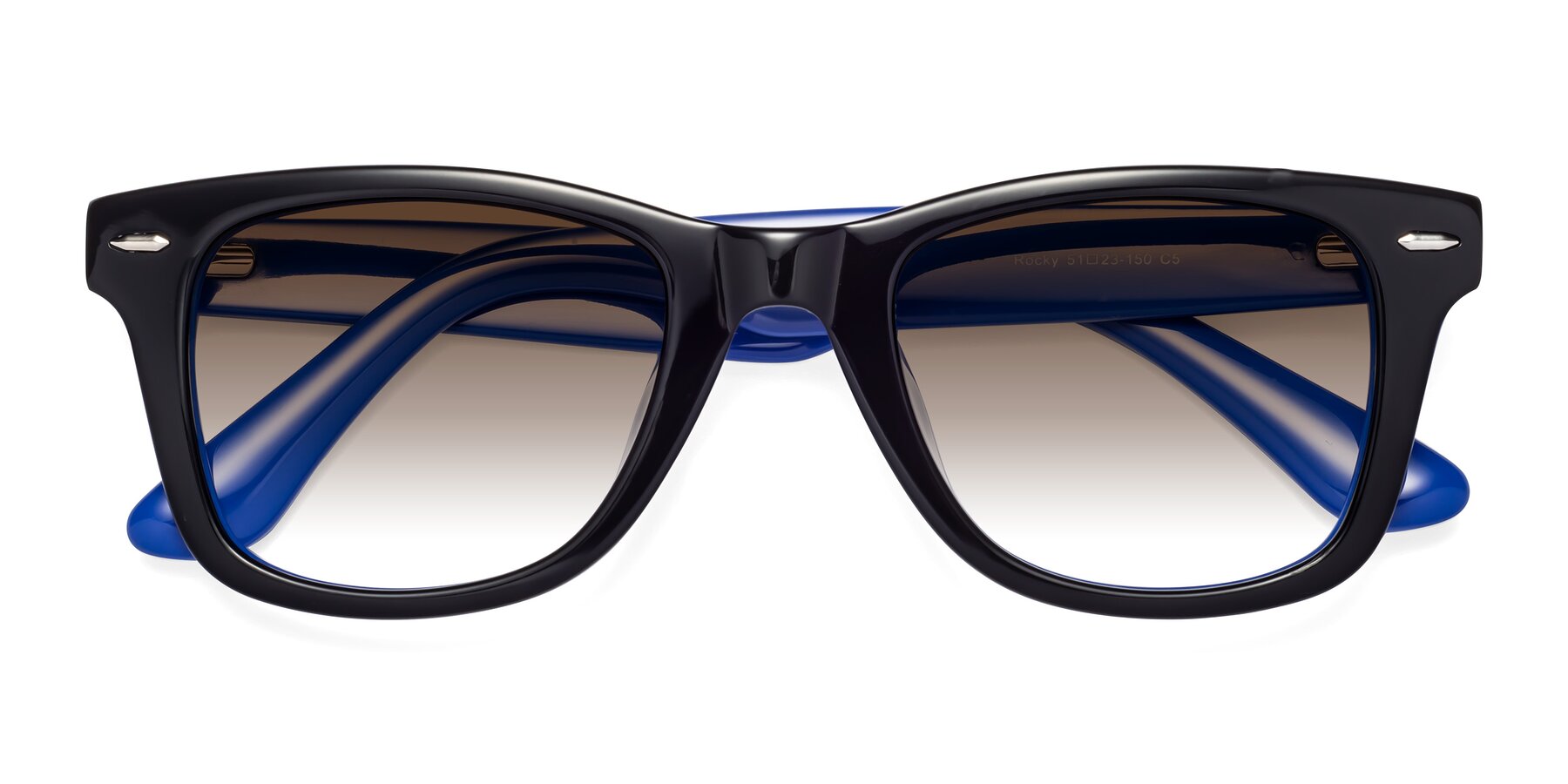 Folded Front of Rocky in Black-Blue with Brown Gradient Lenses