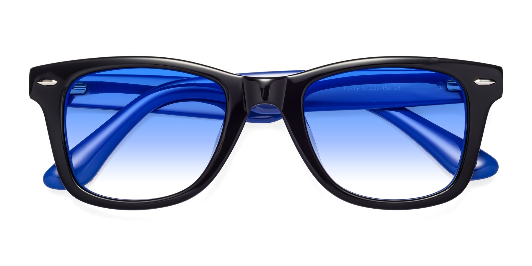 Folded Front of Rocky in Black-Blue with Blue Gradient Lenses