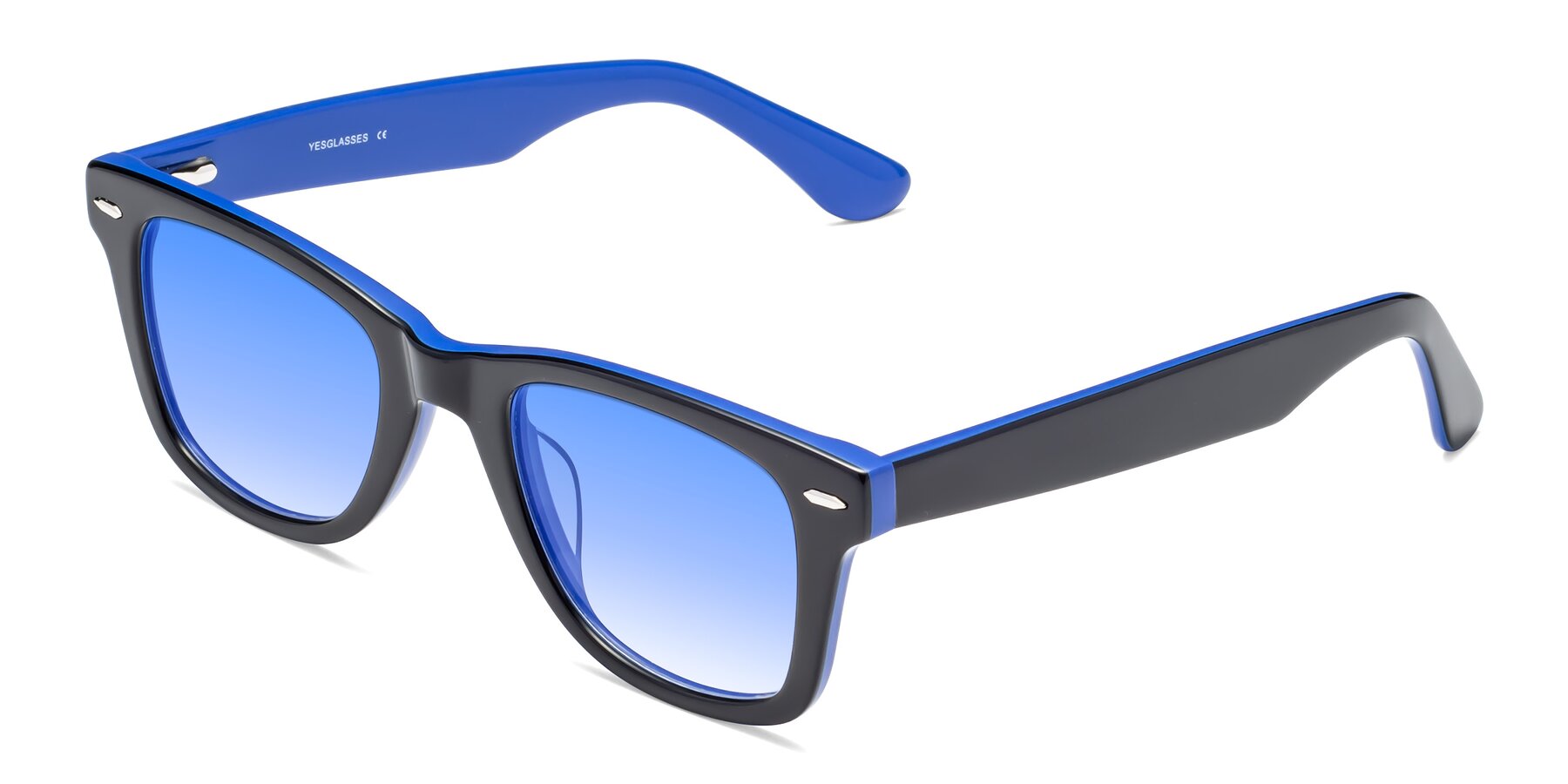 Angle of Rocky in Black-Blue with Blue Gradient Lenses