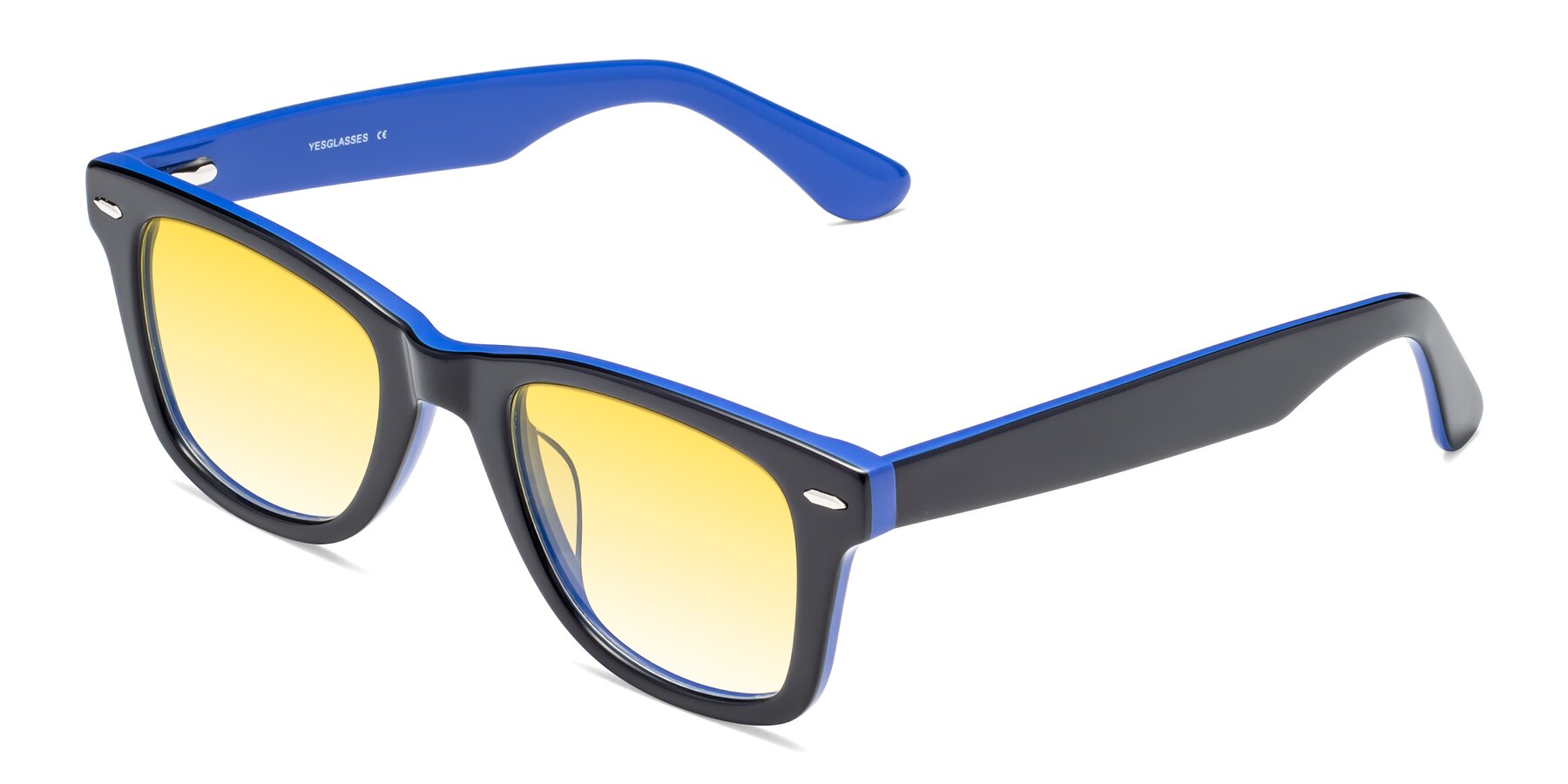 Angle of Rocky in Black-Blue with Yellow Gradient Lenses