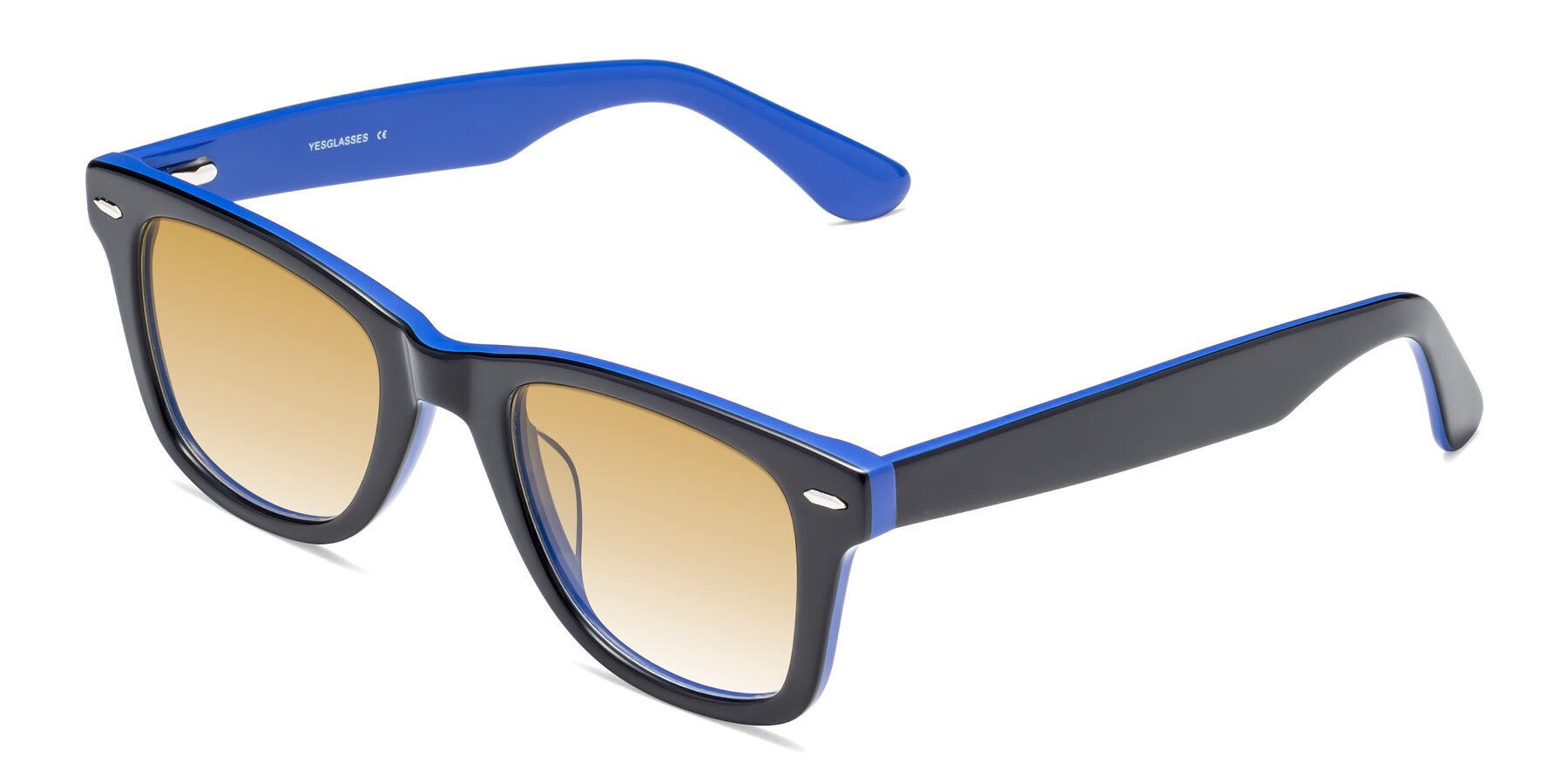 Angle of Rocky in Black-Blue with Champagne Gradient Lenses