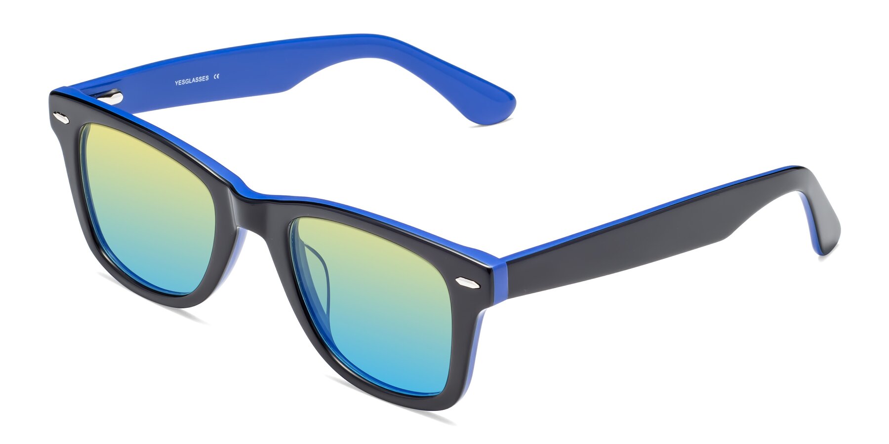 Angle of Rocky in Black-Blue with Yellow / Blue Gradient Lenses