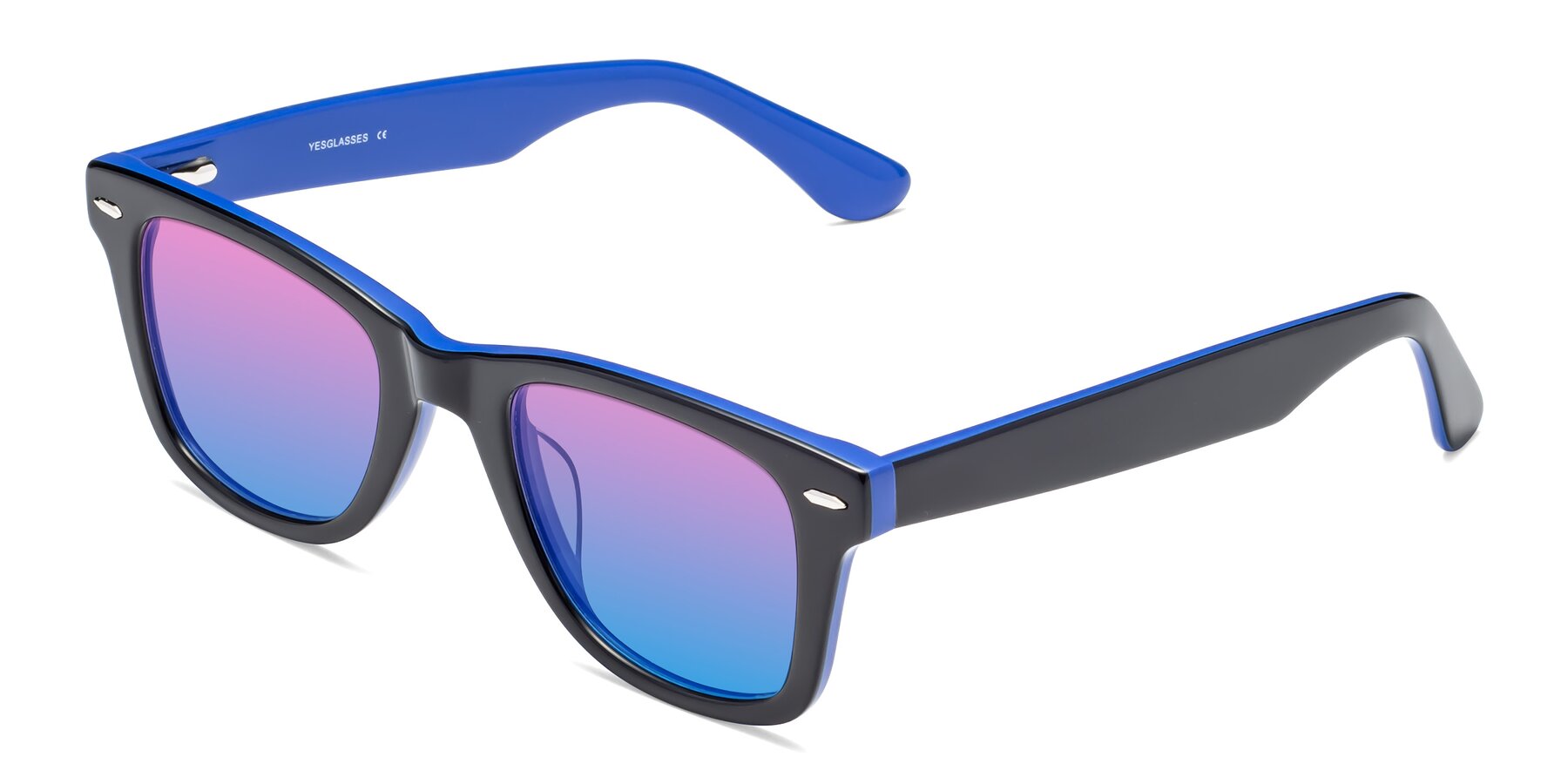 Angle of Rocky in Black-Blue with Pink / Blue Gradient Lenses