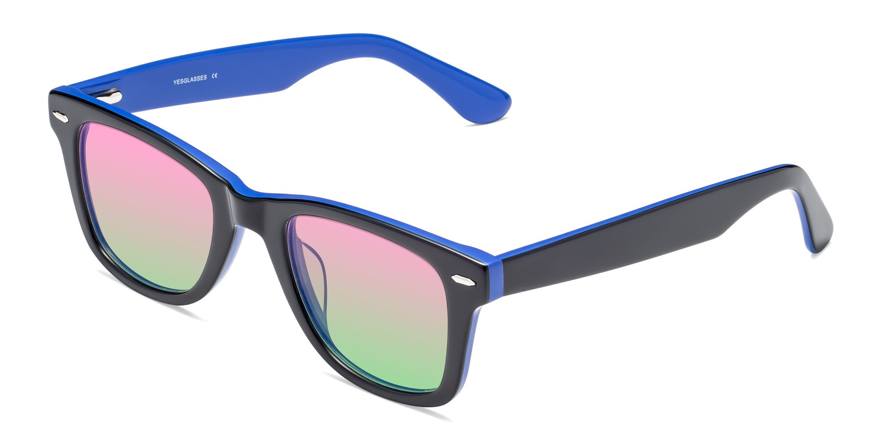 Angle of Rocky in Black-Blue with Pink / Green Gradient Lenses