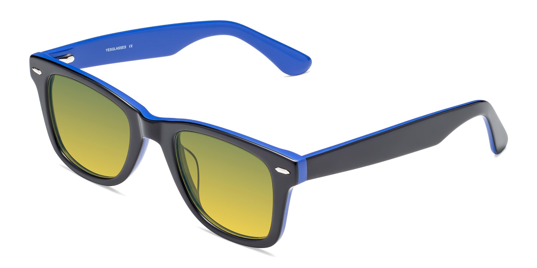 Angle of Rocky in Black-Blue with Green / Yellow Gradient Lenses