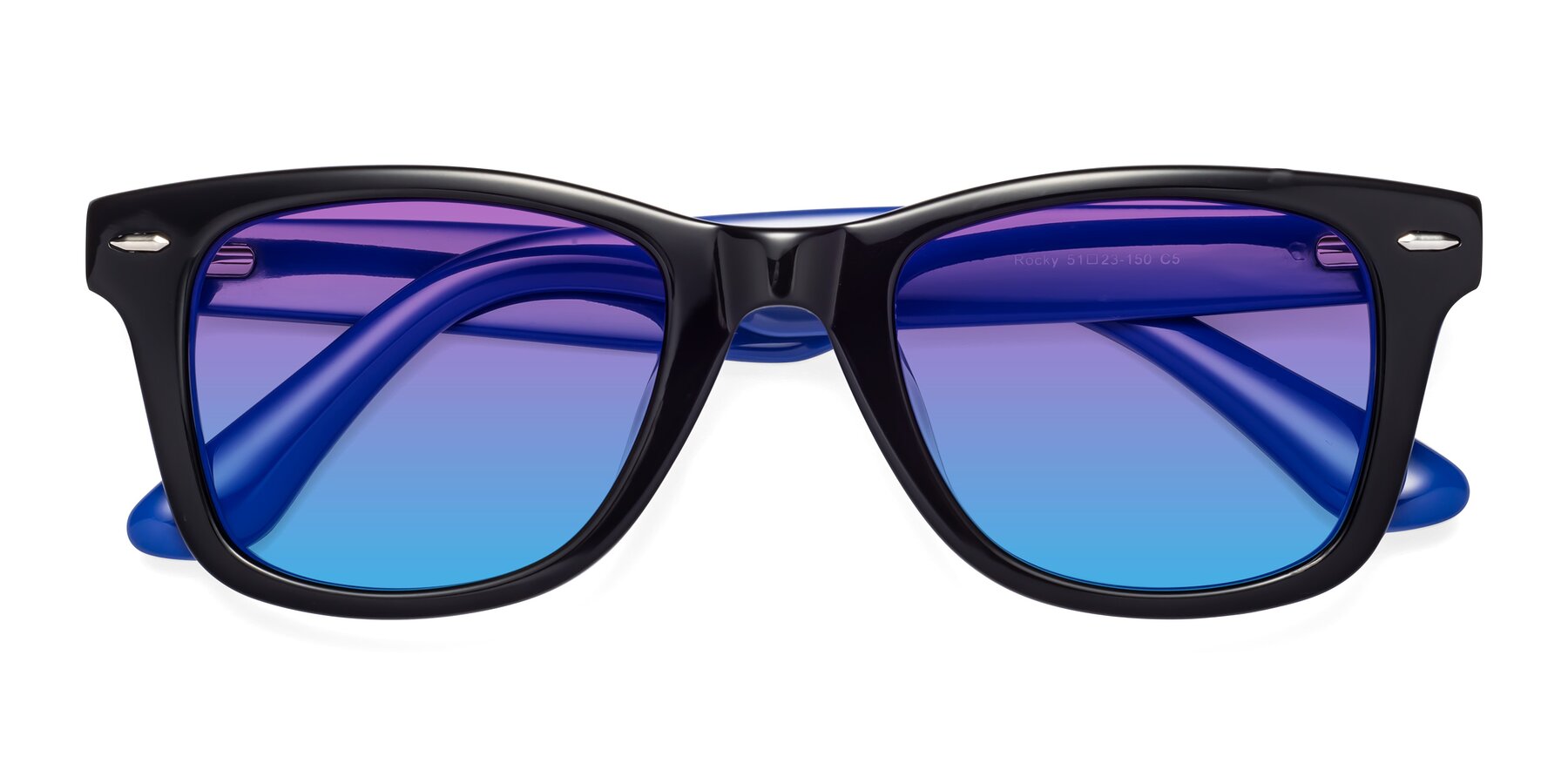 Folded Front of Rocky in Black-Blue with Purple / Blue Gradient Lenses