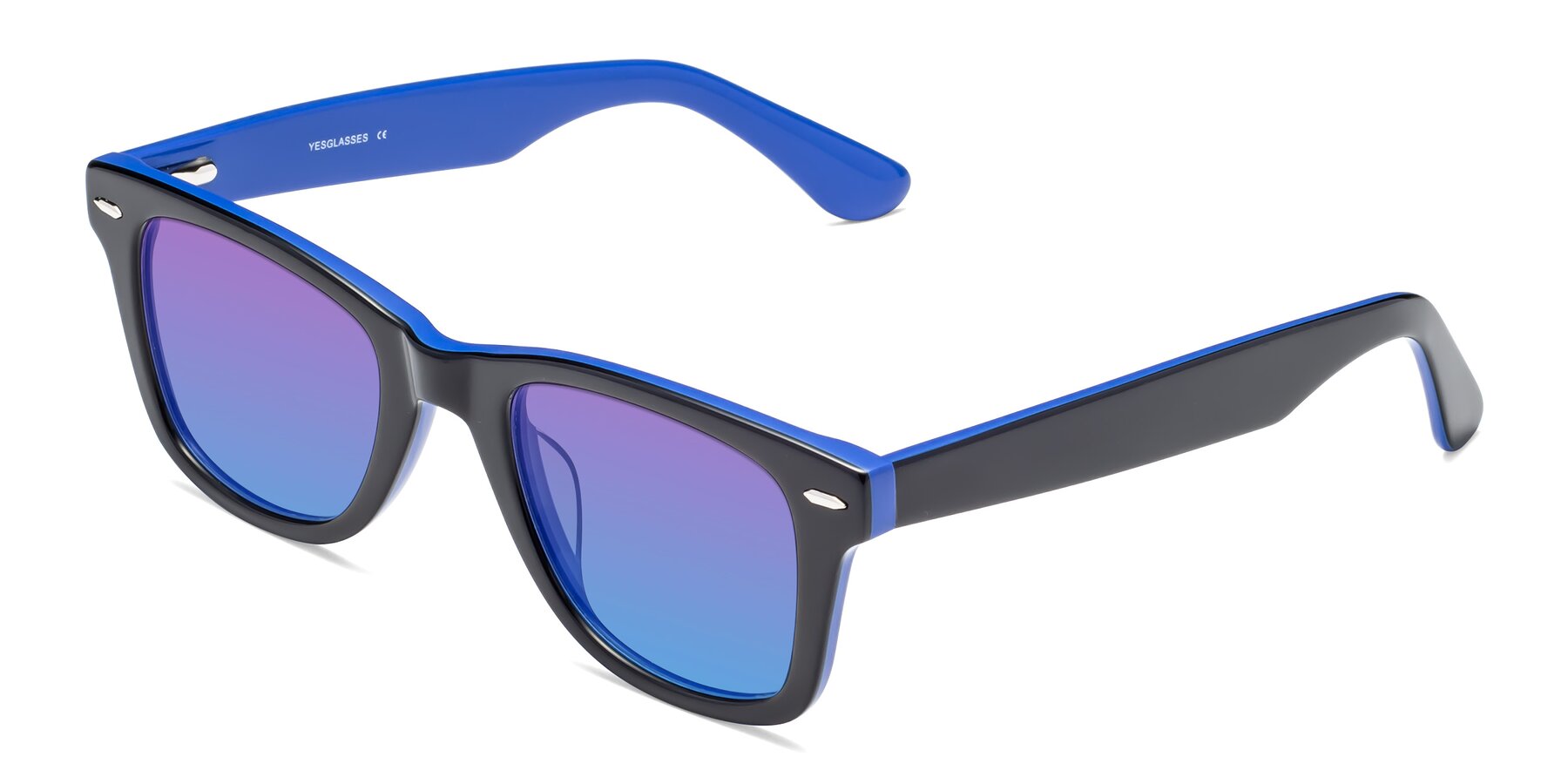 Angle of Rocky in Black-Blue with Purple / Blue Gradient Lenses