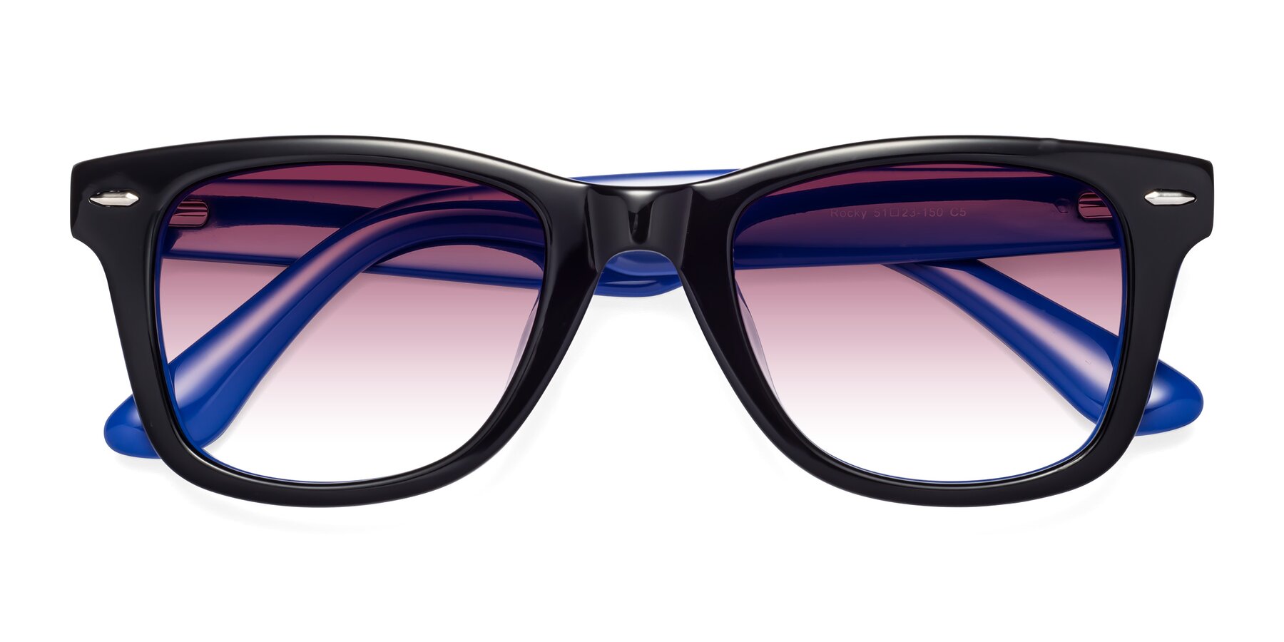 Folded Front of Rocky in Black-Blue with Wine Gradient Lenses