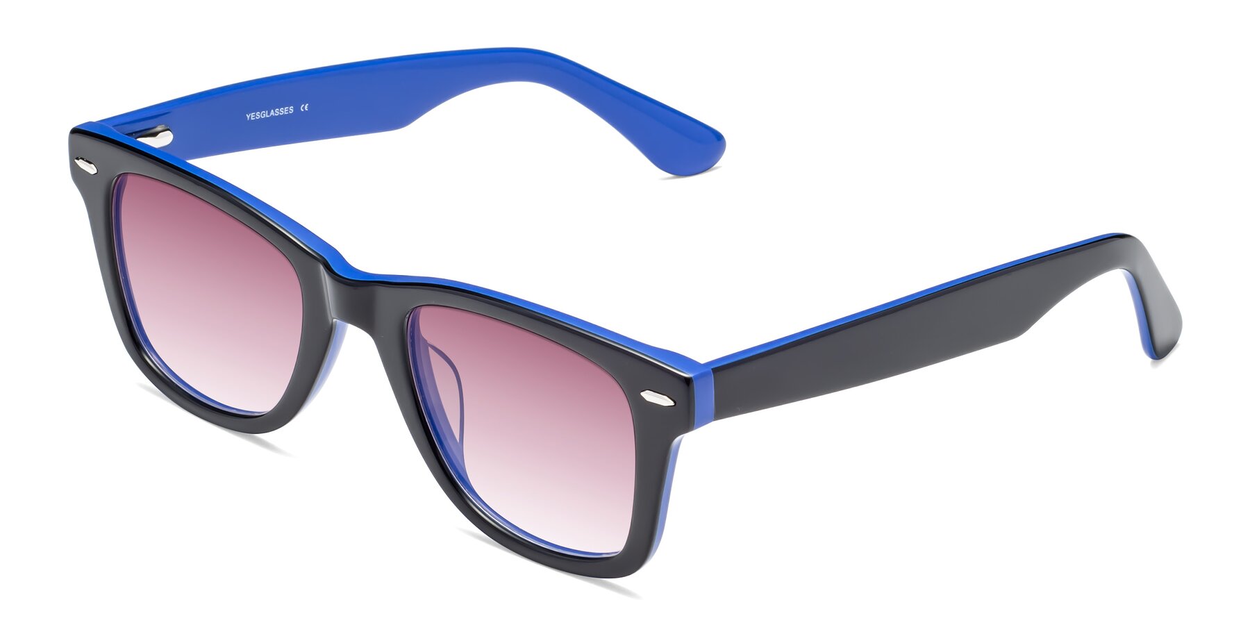 Angle of Rocky in Black-Blue with Wine Gradient Lenses