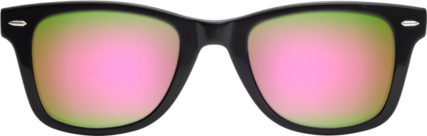 Black-Blue Wide Thick Trapezoid Mirrored Sunglasses with Pink Sunwear