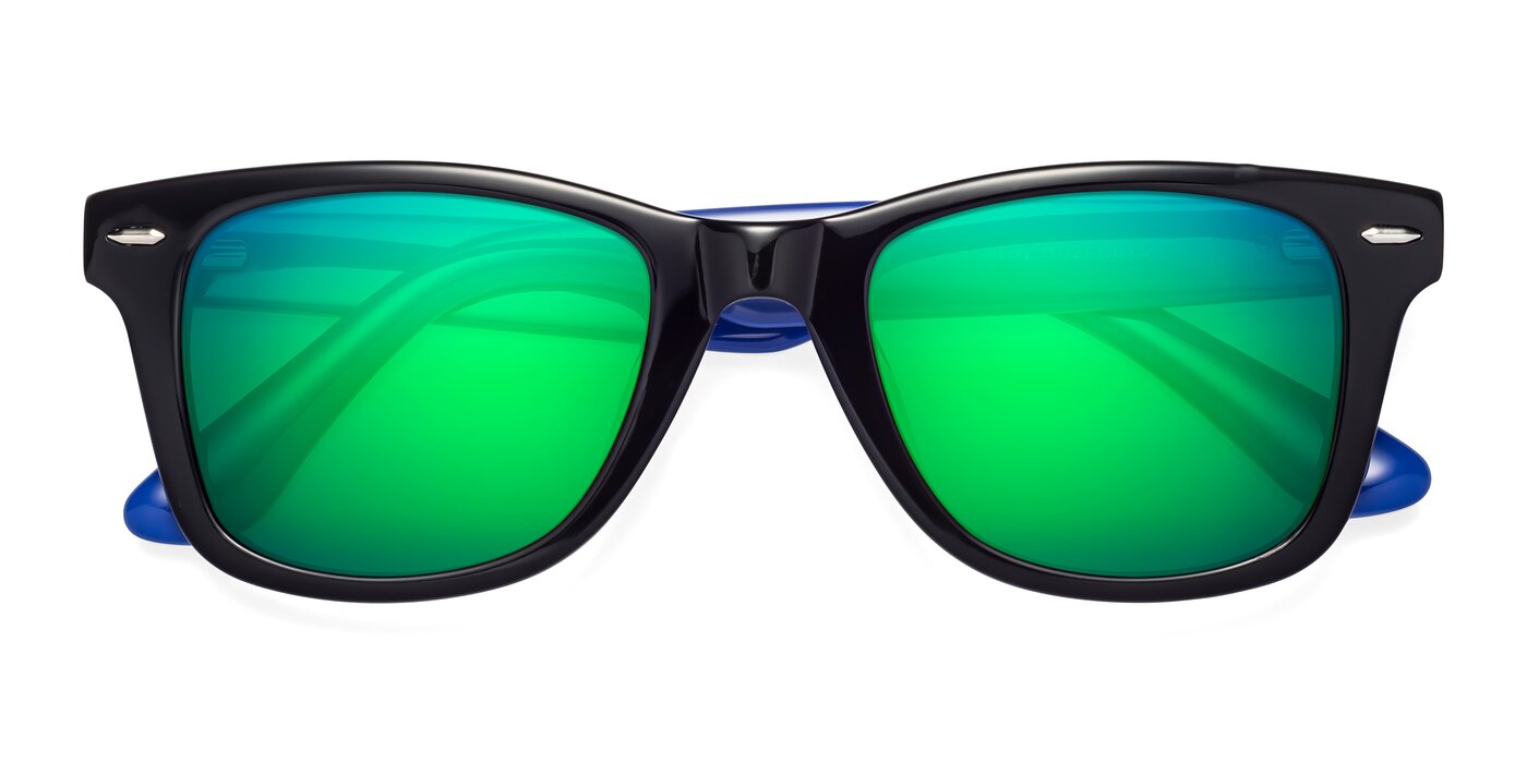 Rocky - Black / Blue Flash Mirrored Sunglasses