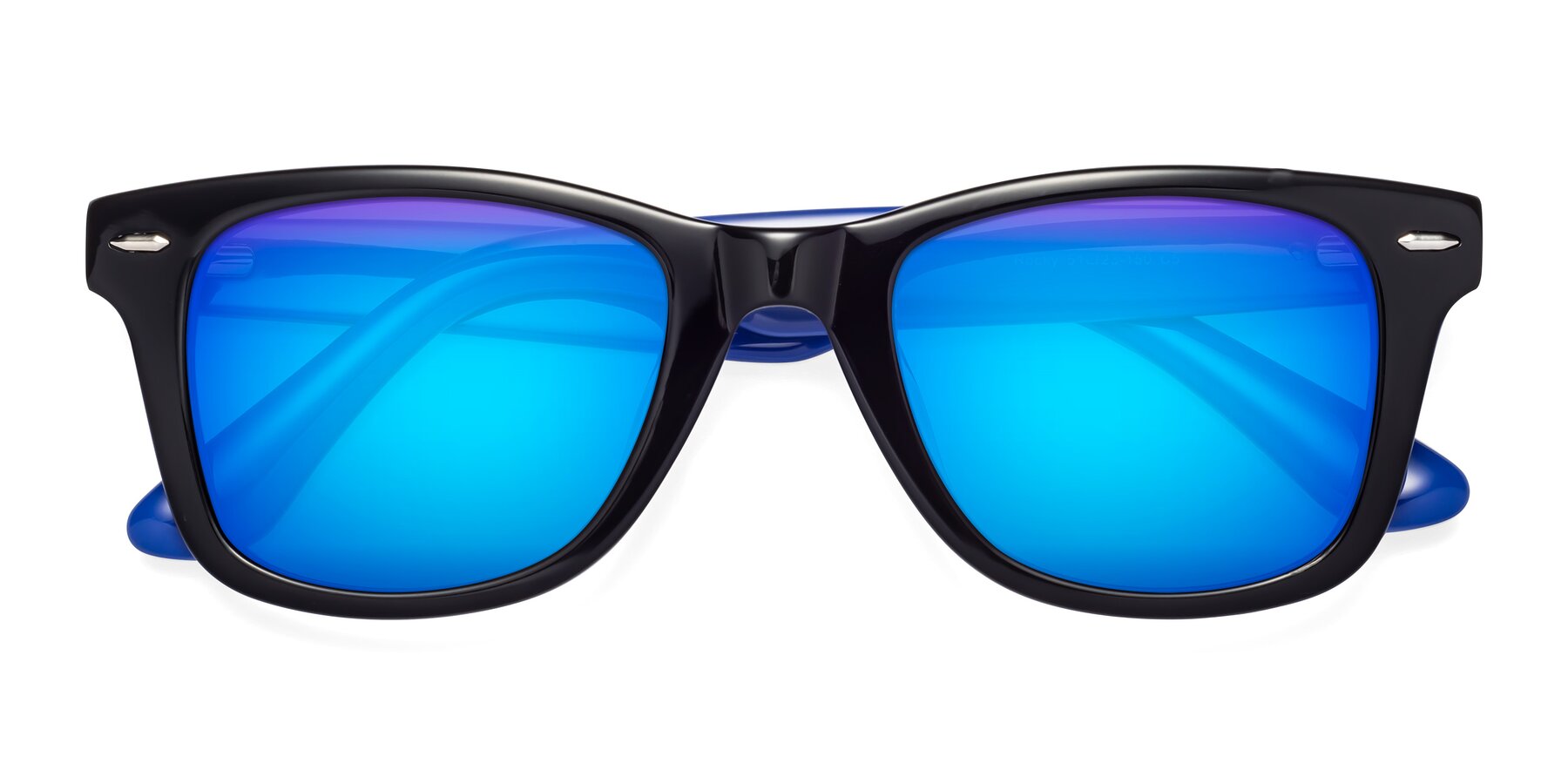 Folded Front of Rocky in Black-Blue with Blue Mirrored Lenses