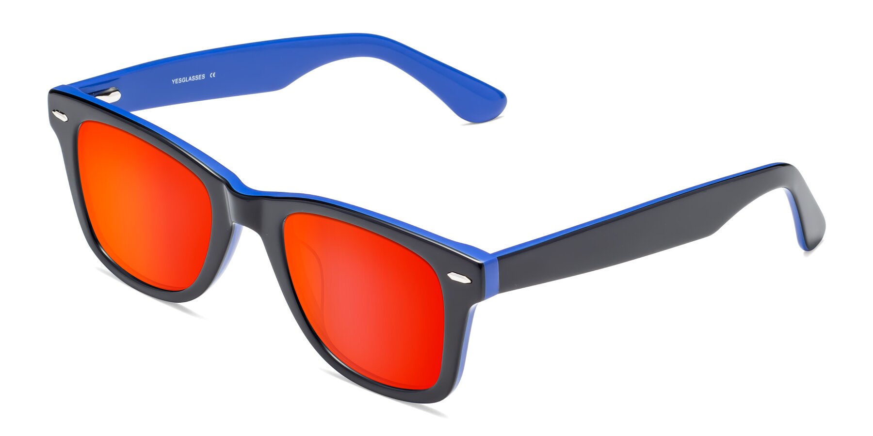 Angle of Rocky in Black-Blue with Red Gold Mirrored Lenses