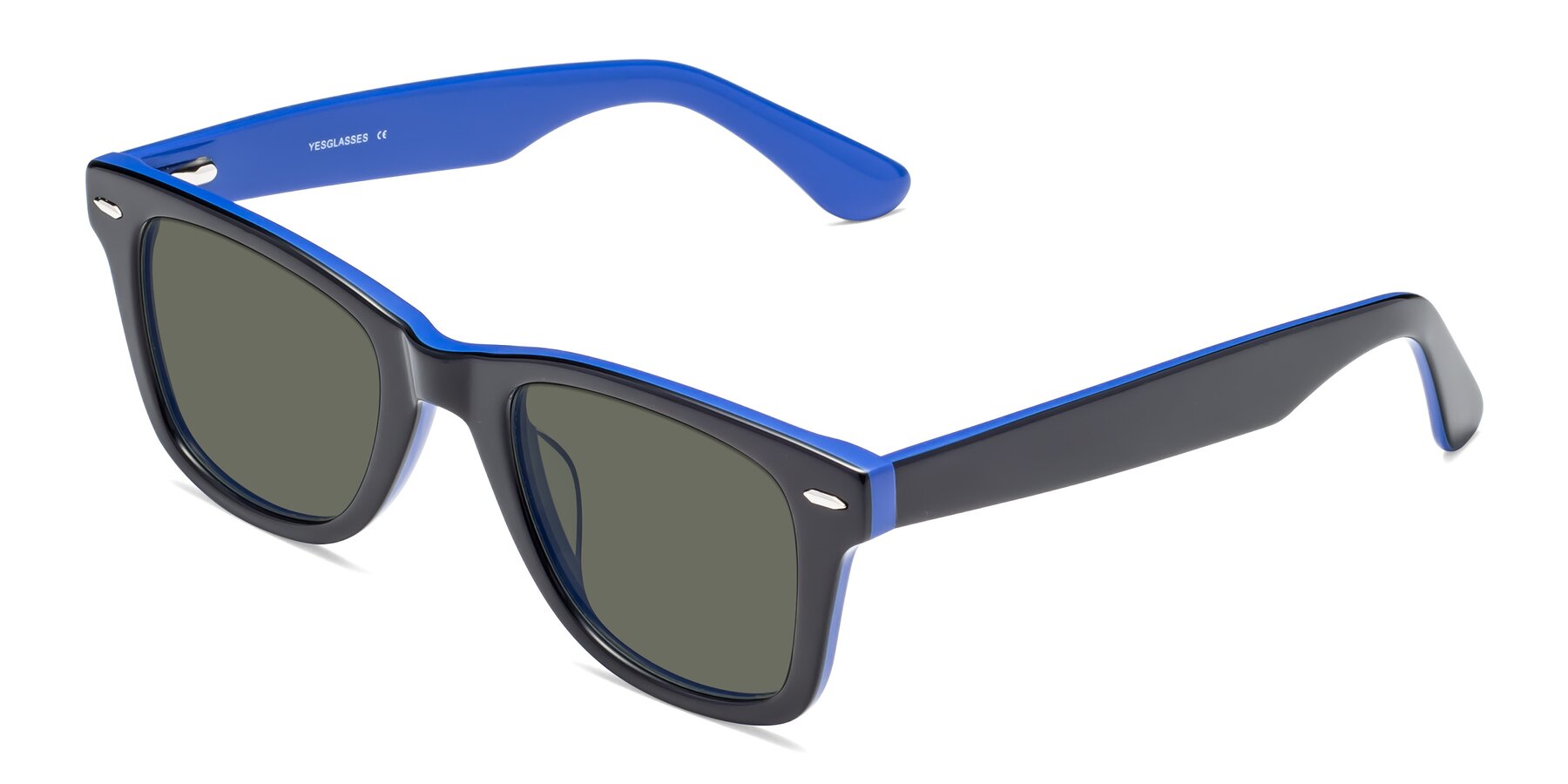Angle of Rocky in Black-Blue with Gray Polarized Lenses
