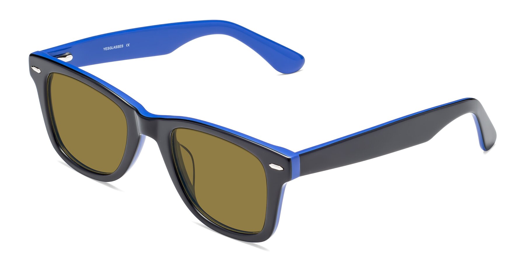 Angle of Rocky in Black-Blue with Brown Polarized Lenses