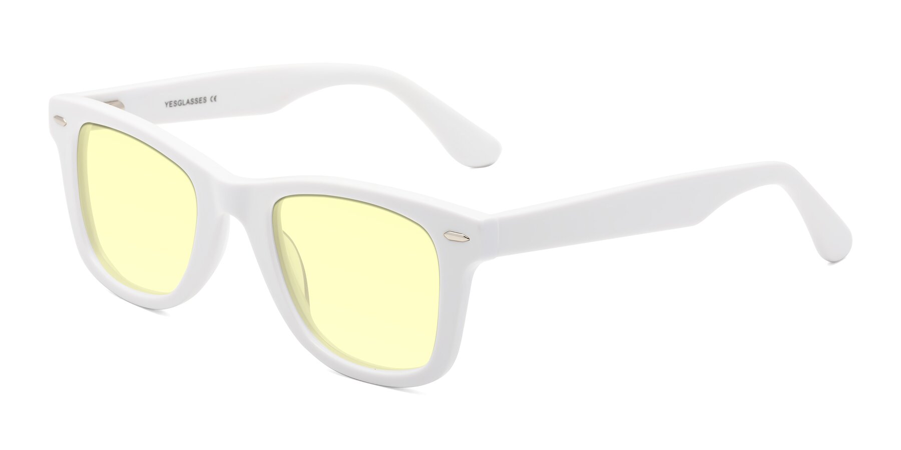 Angle of Rocky in White with Light Yellow Tinted Lenses