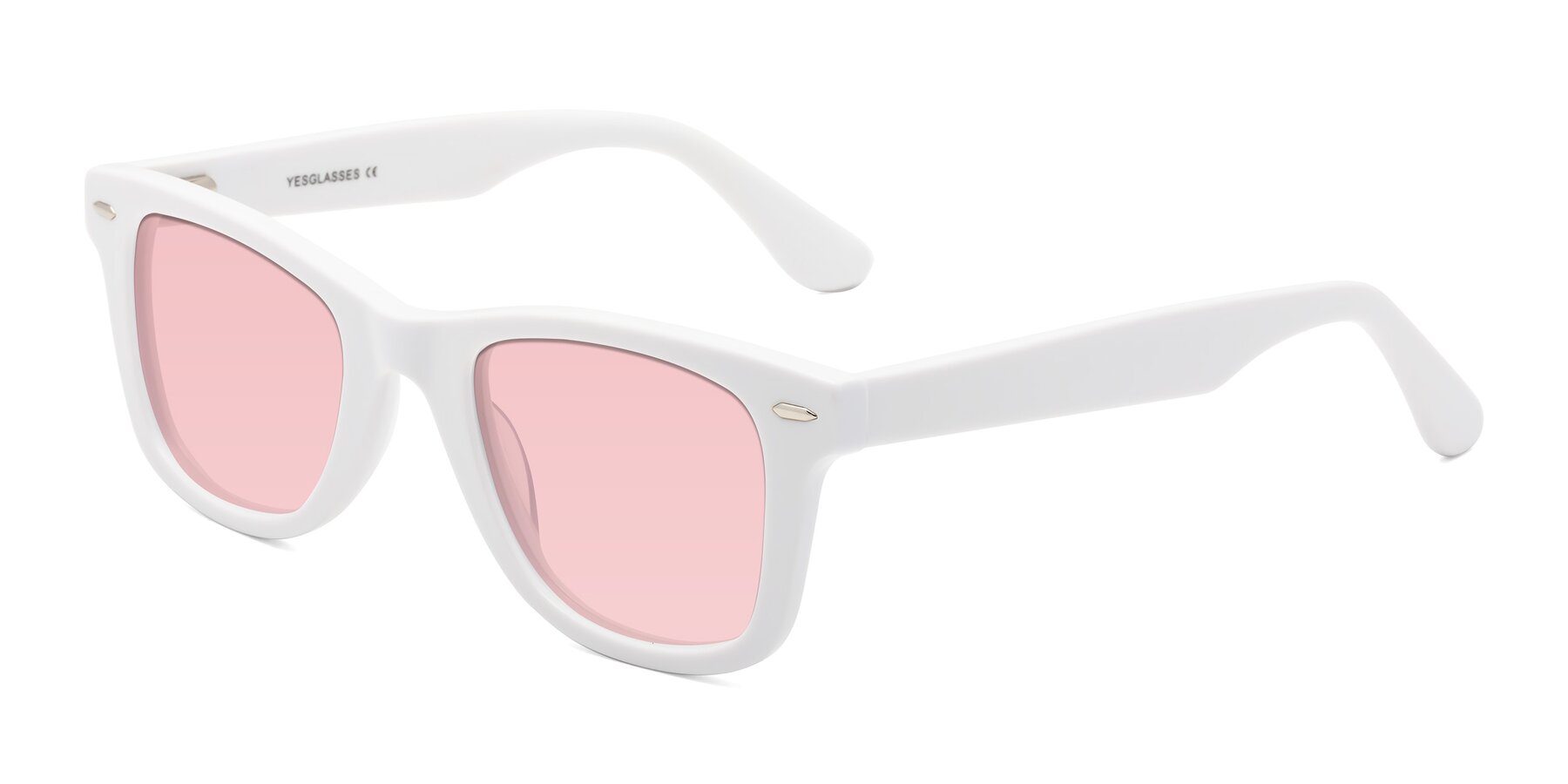 Angle of Rocky in White with Light Garnet Tinted Lenses