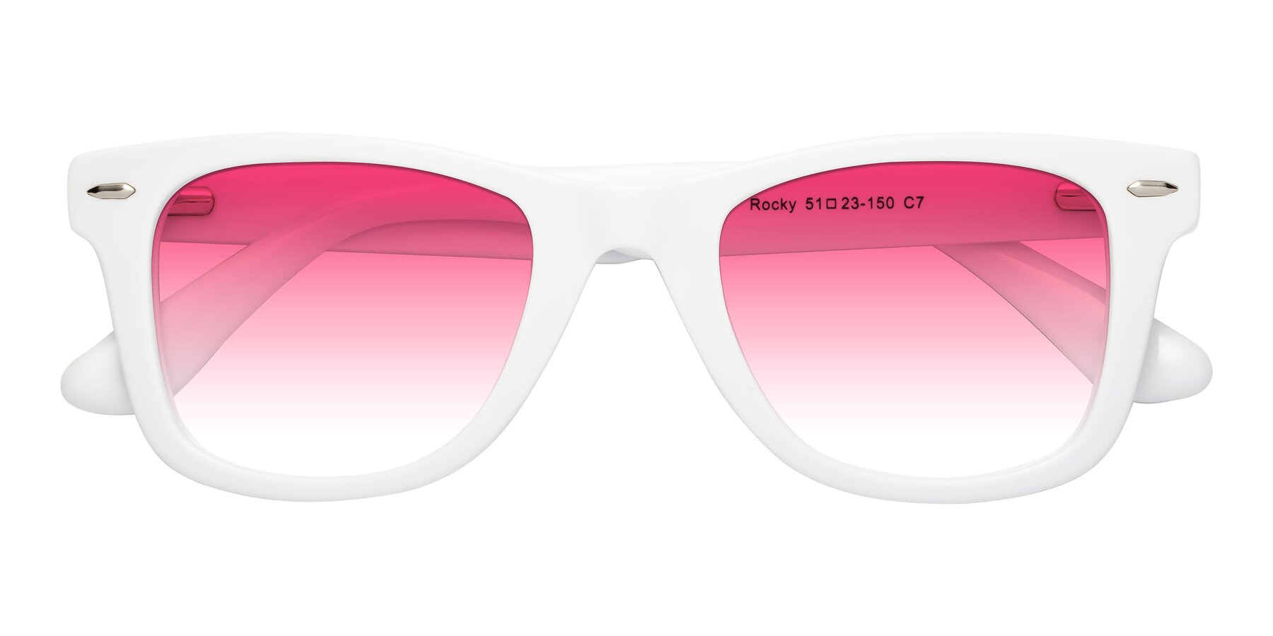 Folded Front of Rocky in White with Pink Gradient Lenses