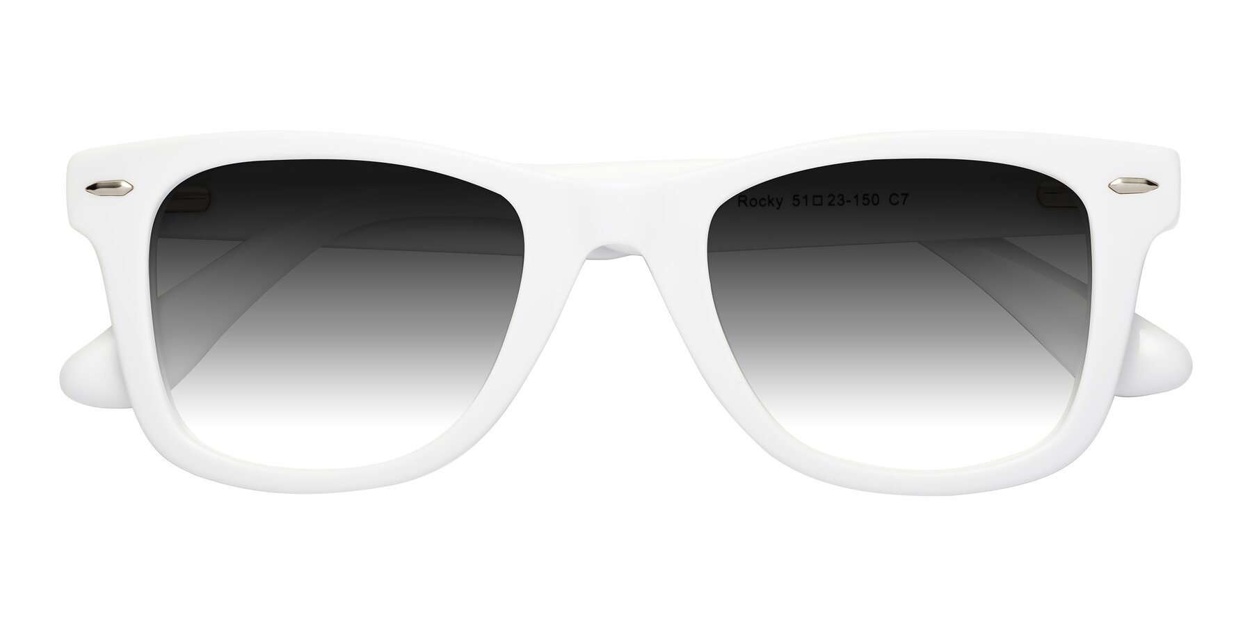 Folded Front of Rocky in White with Gray Gradient Lenses