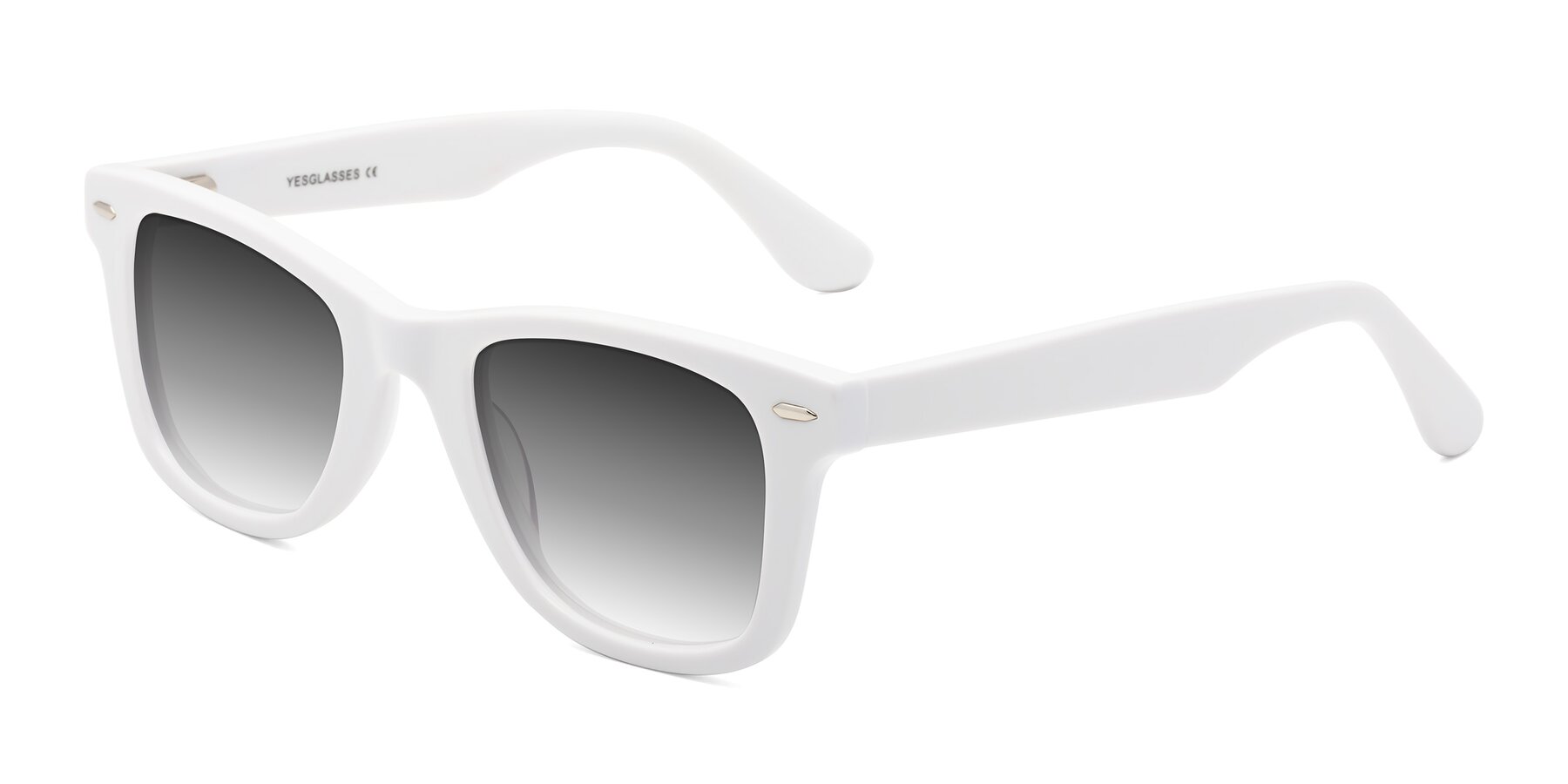 Angle of Rocky in White with Gray Gradient Lenses