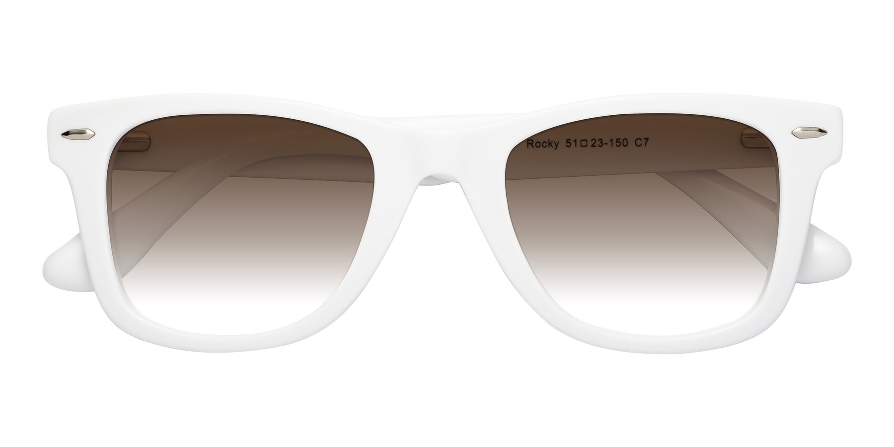 Folded Front of Rocky in White with Brown Gradient Lenses