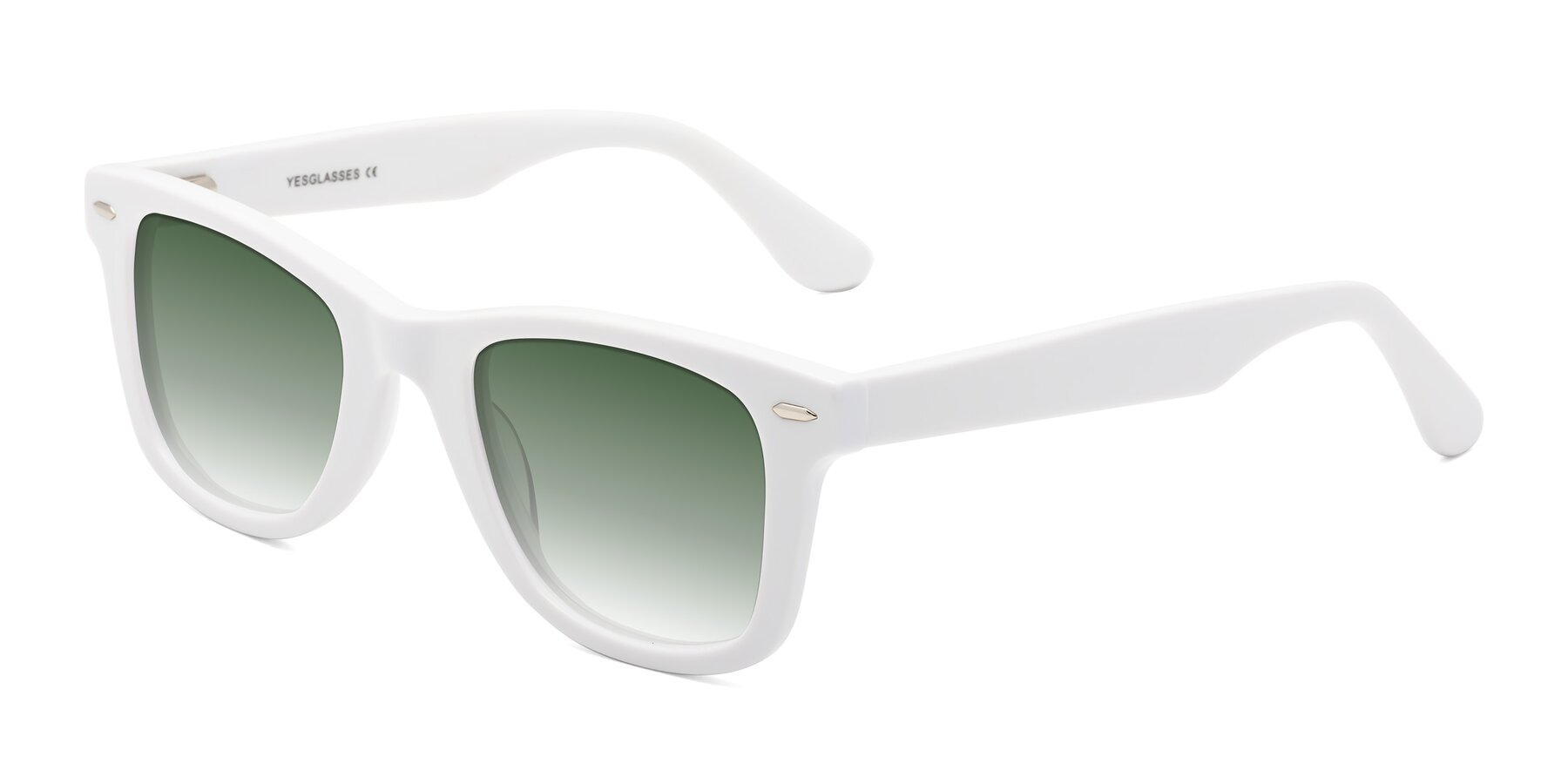 Angle of Rocky in White with Green Gradient Lenses