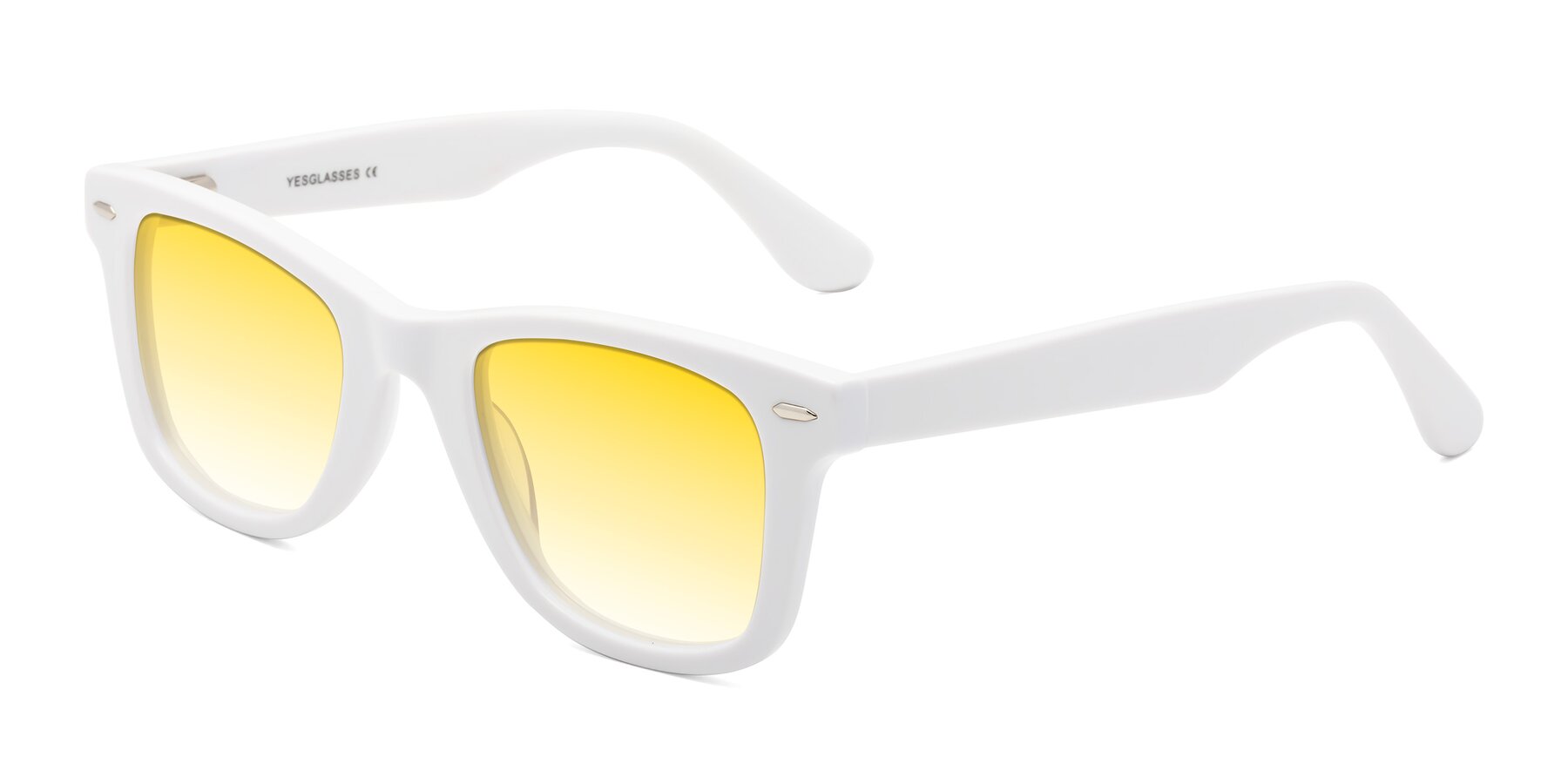 Angle of Rocky in White with Yellow Gradient Lenses