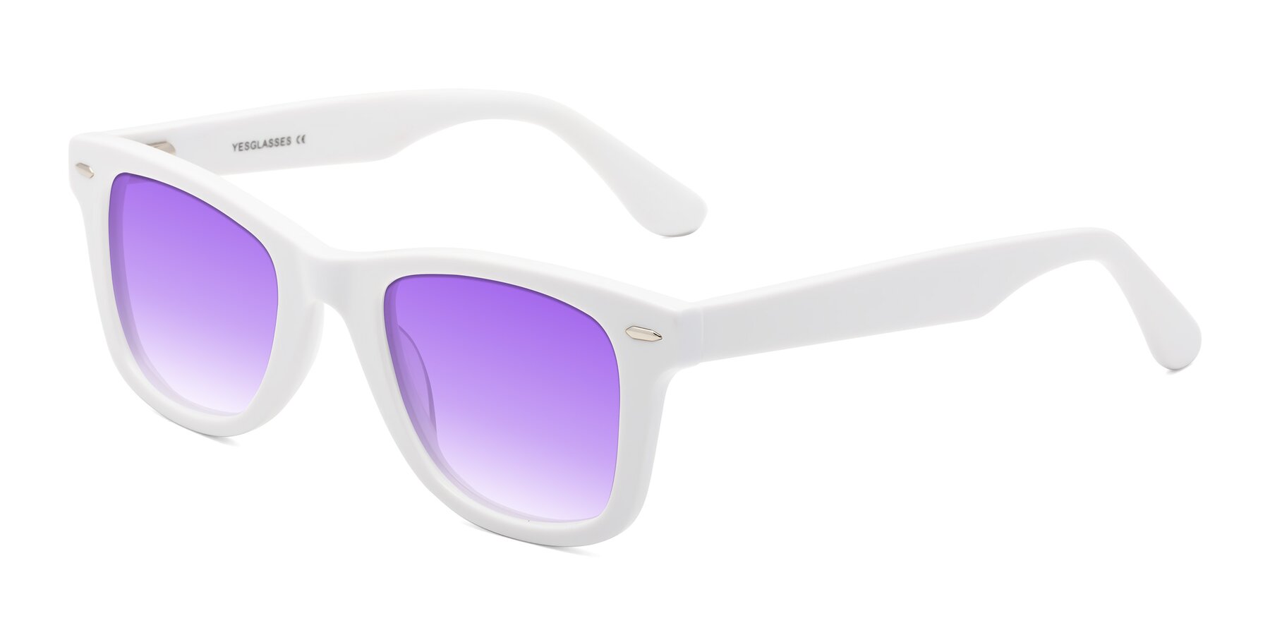 Angle of Rocky in White with Purple Gradient Lenses