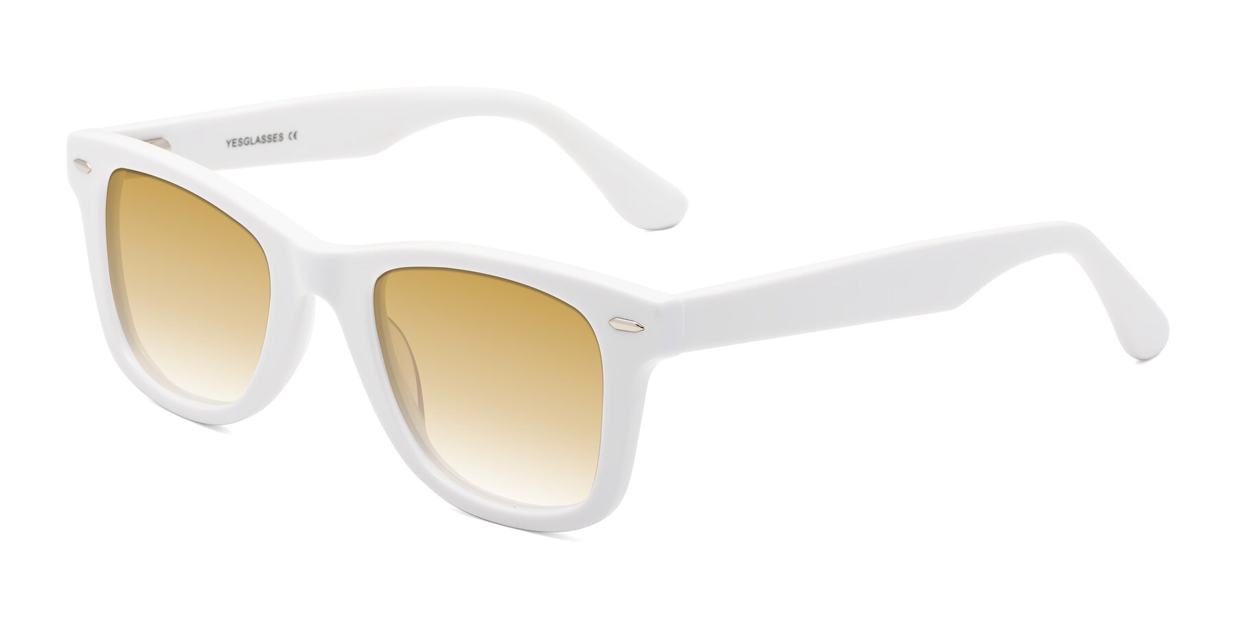 Angle of Rocky in White with Champagne Gradient Lenses