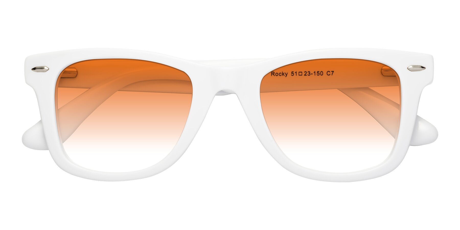 Folded Front of Rocky in White with Orange Gradient Lenses