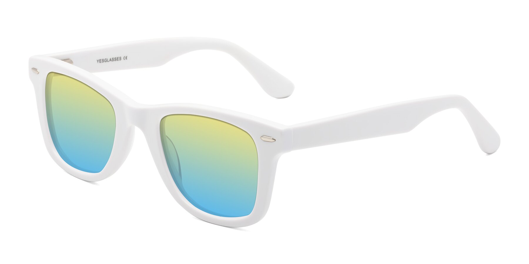 Angle of Rocky in White with Yellow / Blue Gradient Lenses