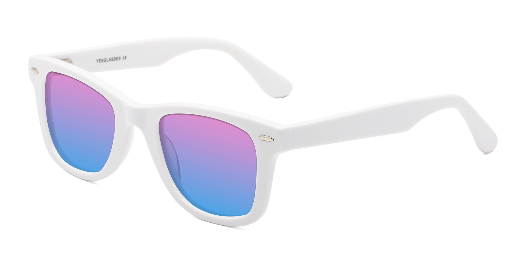 Angle of Rocky in White with Pink / Blue Gradient Lenses