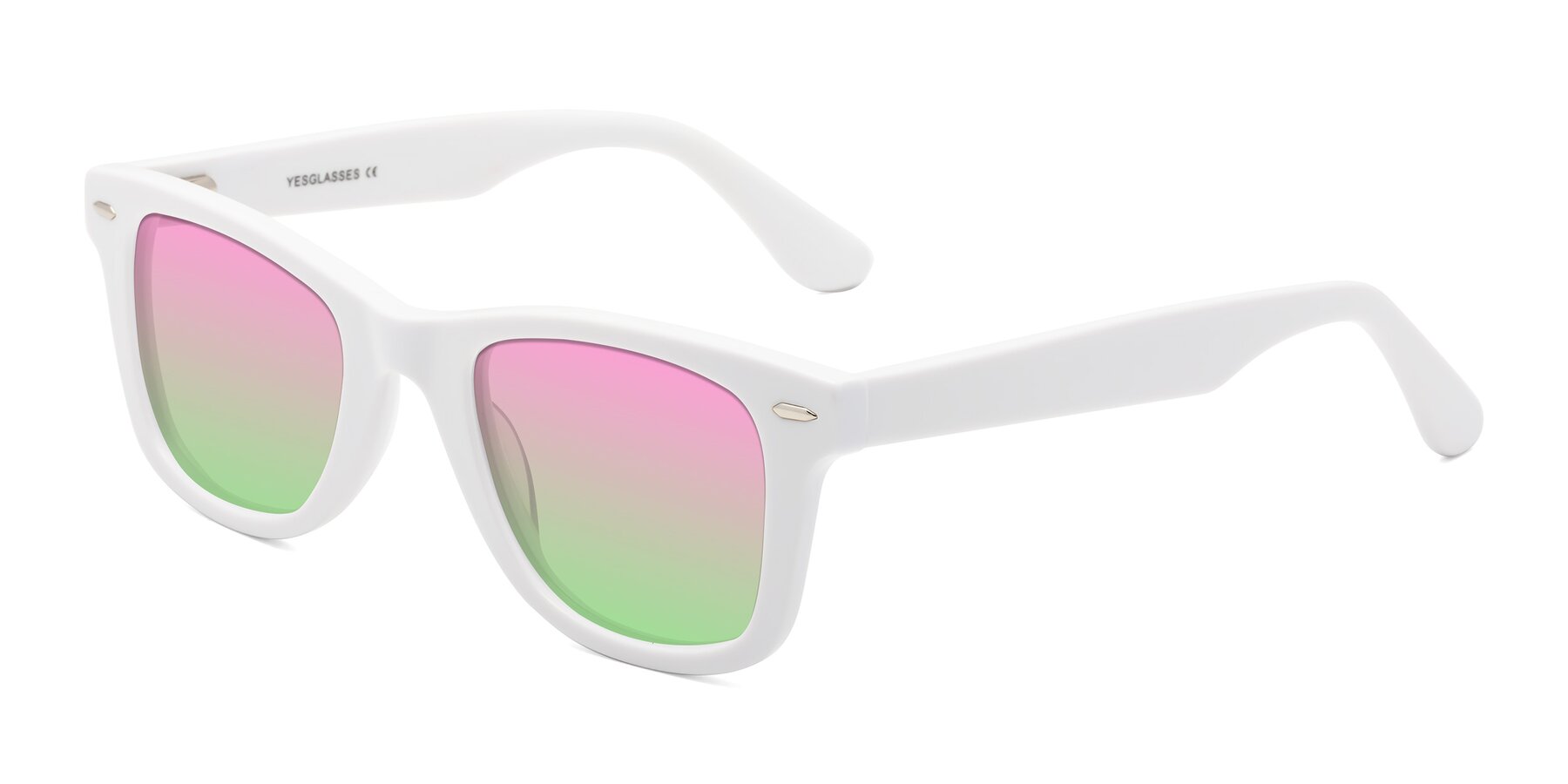 Angle of Rocky in White with Pink / Green Gradient Lenses